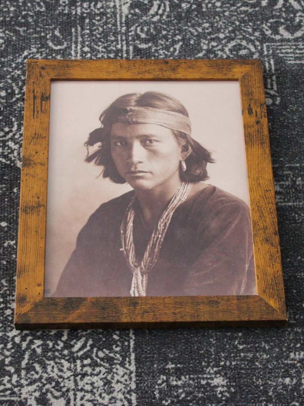 Vintage Native American Portrait Photo Print 8x10 Sepia Wall Decor Artwork